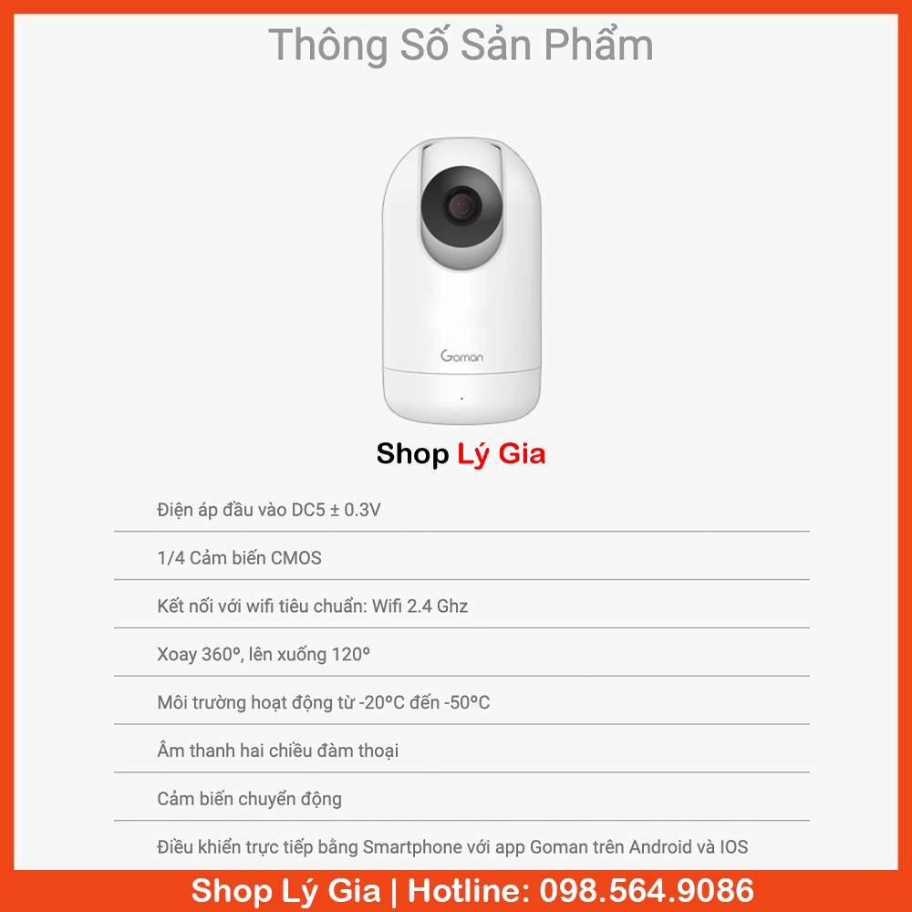 Camera thông minh mini xoay 360º | Chính hãng Goman | Bảo hành 1 năm