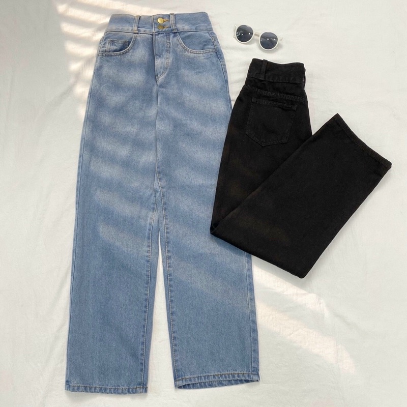 Quần Jeans Nữ Ống Rộng Lưng Cao KIA Phong Cách Ulzzang – 84Unisex