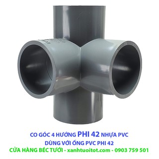 Bộ 10 CO GÓC 4 HƯỚNG PHI 42 NHỰA PVC - DÀY 3 MM