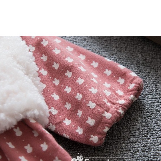 Váy mùa đông bé gái -Váy lót lông họa tiết thỏ kèm áo gile lông size 9-17kg SV16