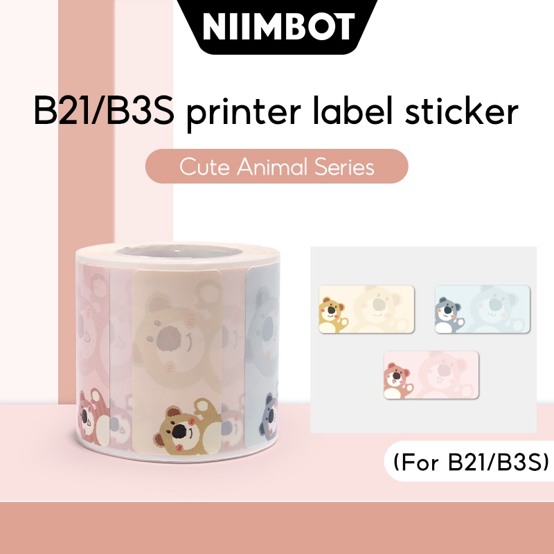 Niimbot B21 / B3S sử dụng nhãn dán giấy chống thấm hình động vật có màu sắc dễ thương