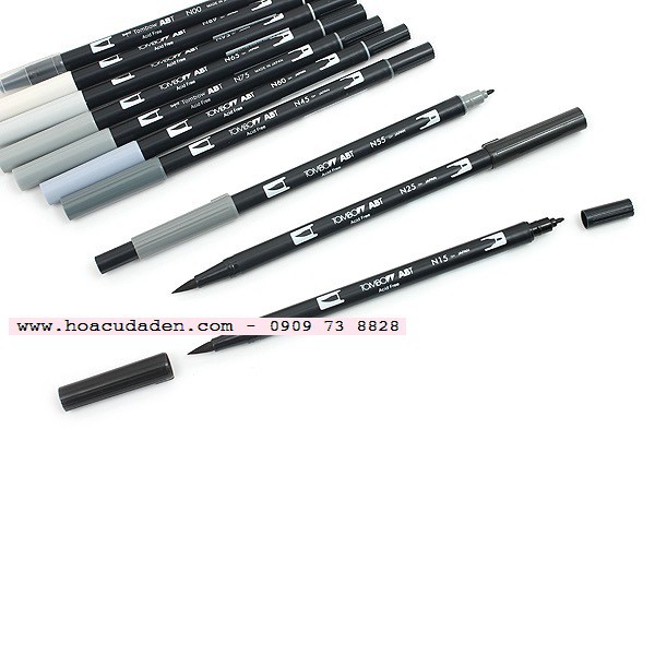 [DA ĐEN] Bút cọ TOMBOW DUAL BRUSH 2 đầu, bộ 10 cây - Grayscale