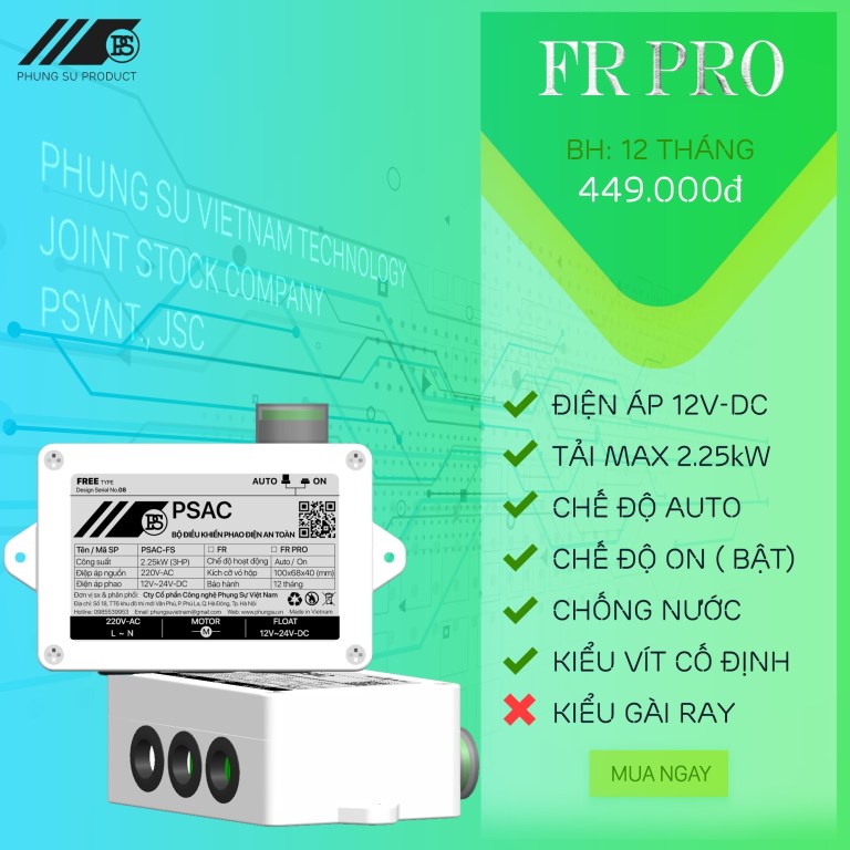 {ROLE} Bộ điều khiển phao điện an toàn 12V ( Chống giật, chống tràn, chống cạn ) Hàng Việt Nam Chất Lượng Cao BH12 tháng