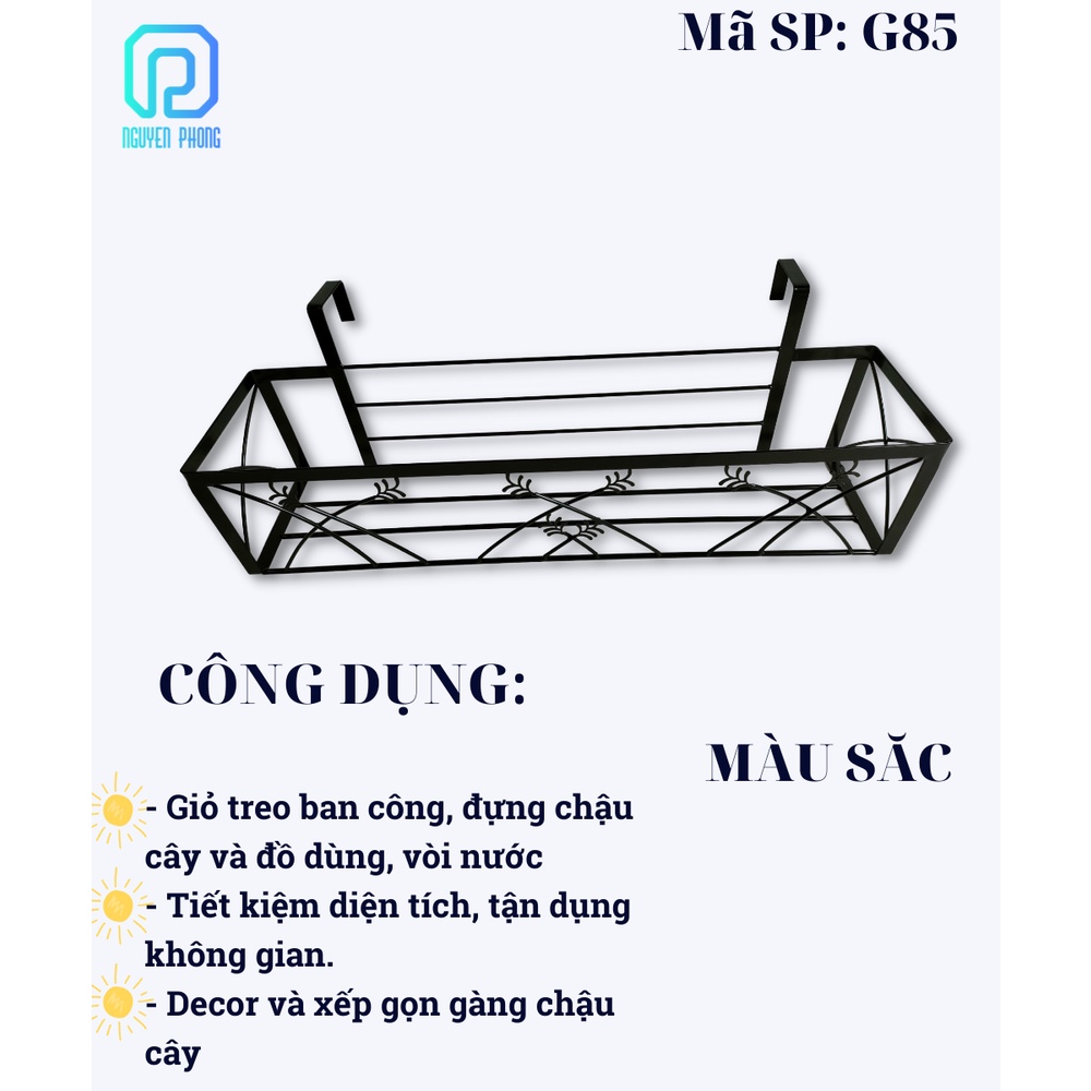 Mẫu giá sắt treo hoa ngoài ban công, giá để chậu hoa ban công tiết kiệm không gian, có móc treo cứng cáp,decor đẹp.