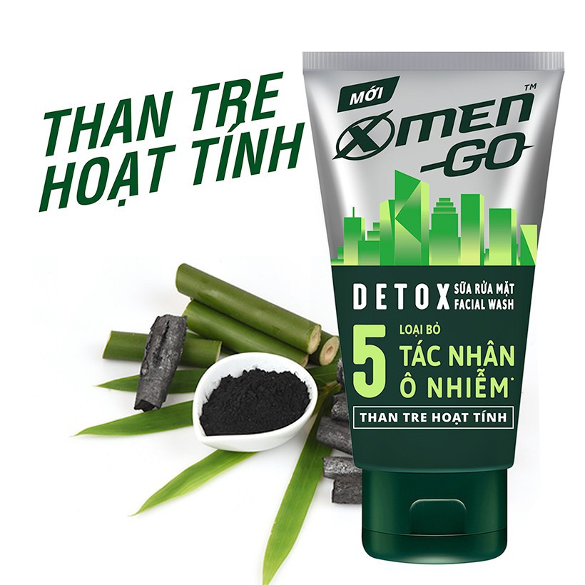 Gel rửa mặt X-Men Go DETOX Than Tre Hoạt Tính 100G