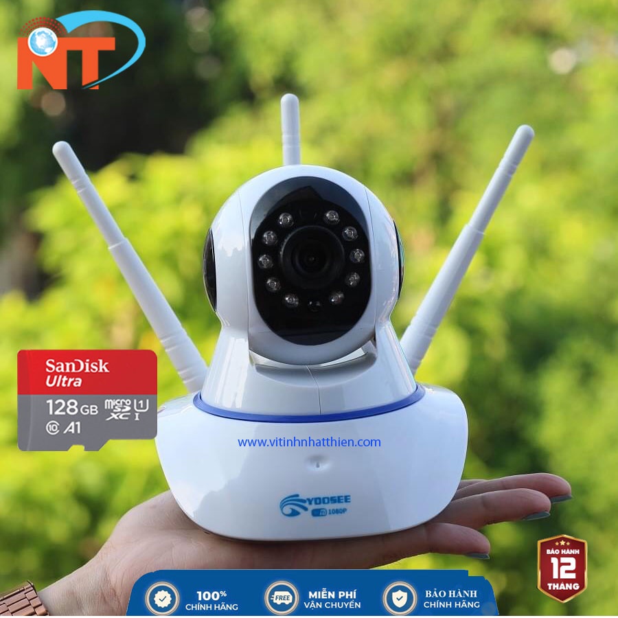 Camera WiFi Yoosee Xoay 360 Trong Nhà Siêu Nét FHD 1080P, 3 anten 11 Led - ĐÀM THOẠI 2 CHIỀU - bảo hành 12 tháng