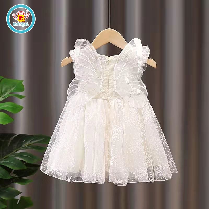 Đầm công chúa IQ ANGEL phối lưới đính bướm xinh xắn cho bé gái