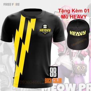 Áo thun free fire đen 3d đội tuyển heavy - tặng kèm mũ free fire siêu ngầu