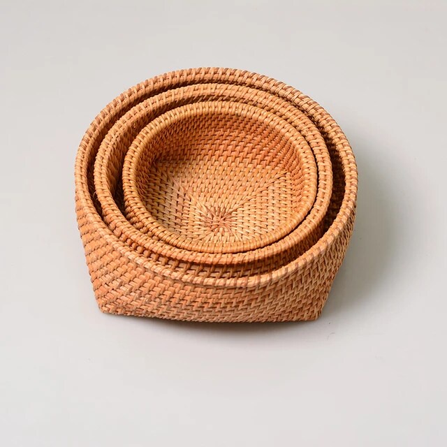 Bộ 3 hũ mây đựng bánh kẹo, kim chỉ, trang trí nhà cửa, decor đẹp