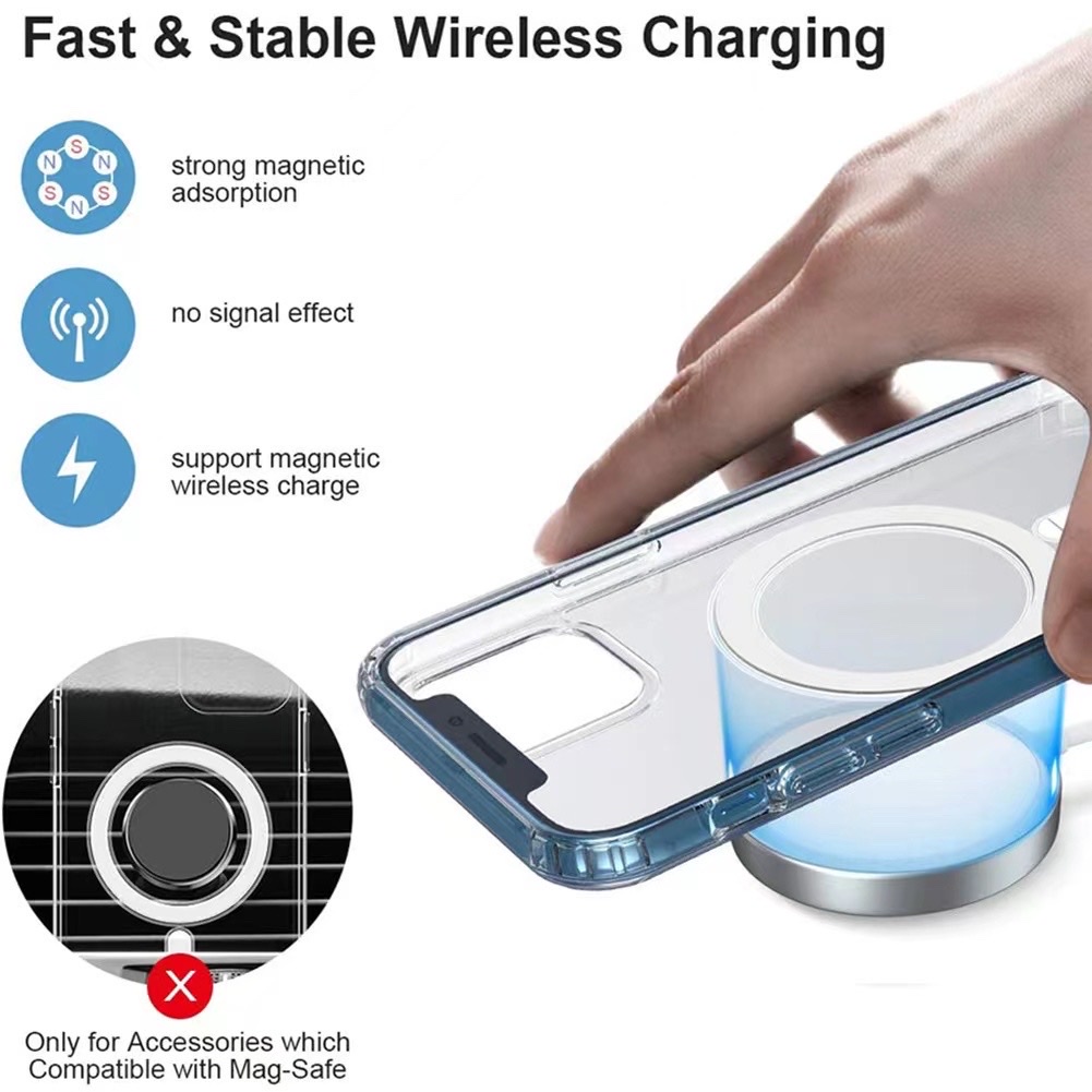 Magnetic Case for IP 13 12 11 Pro Max Mini, Ốp lưng IP Chống Sốc từ tính Trường hợp trong suốt chống ố màu