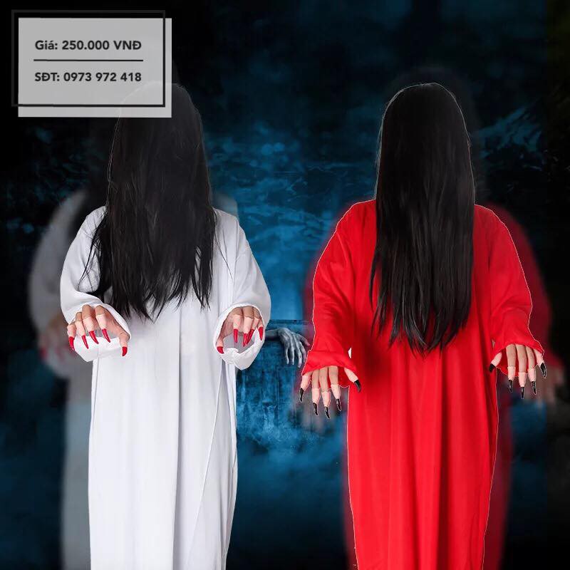 Bộ Váy hoá trang ma halloween (Trắng, Đỏ)