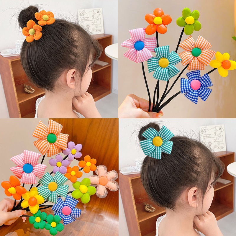 Kẹp Tóc Đuôi Ngựa Đính Hoa Dễ Thương Cho Bé Gái