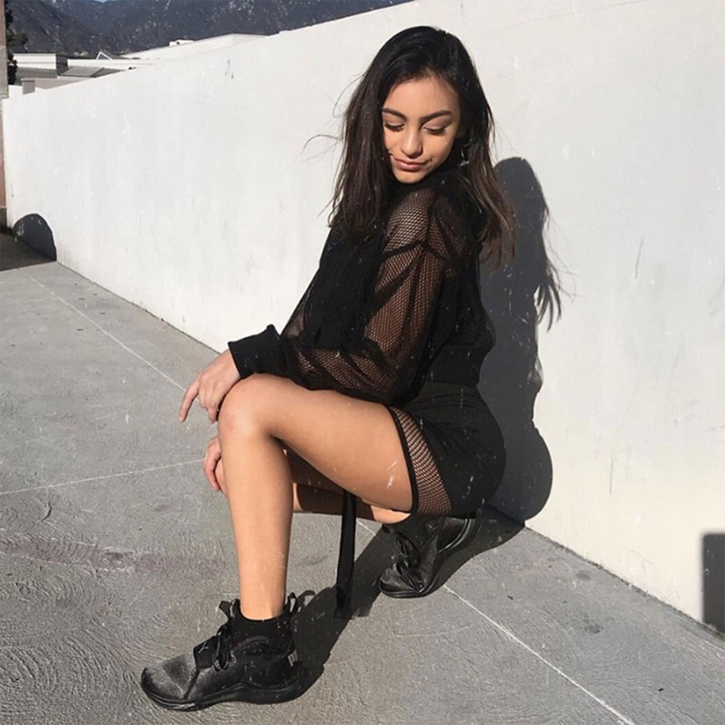 Áo Lưới Trong Suốt Tay Dài Có Mũ Trùm Đầu Trẻ Trung Quyến Rũ Dành Cho Nữ