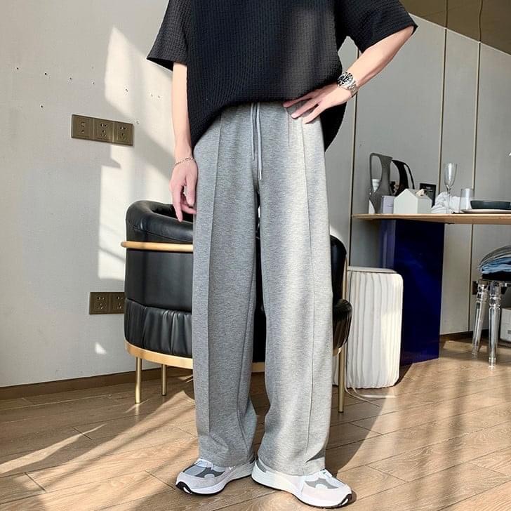 Quần Thun Ống Rộng Nam Màu Đen Và Xám Phong Cách Trẻ Trung Năng Động unisex , ulzzang Big Size