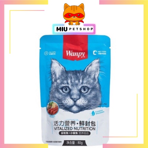 Pate cho mèo wanpy, pate wanpy cho mèo trên 3 tháng tuổi 7 vị siêu ngon - túi 80gr