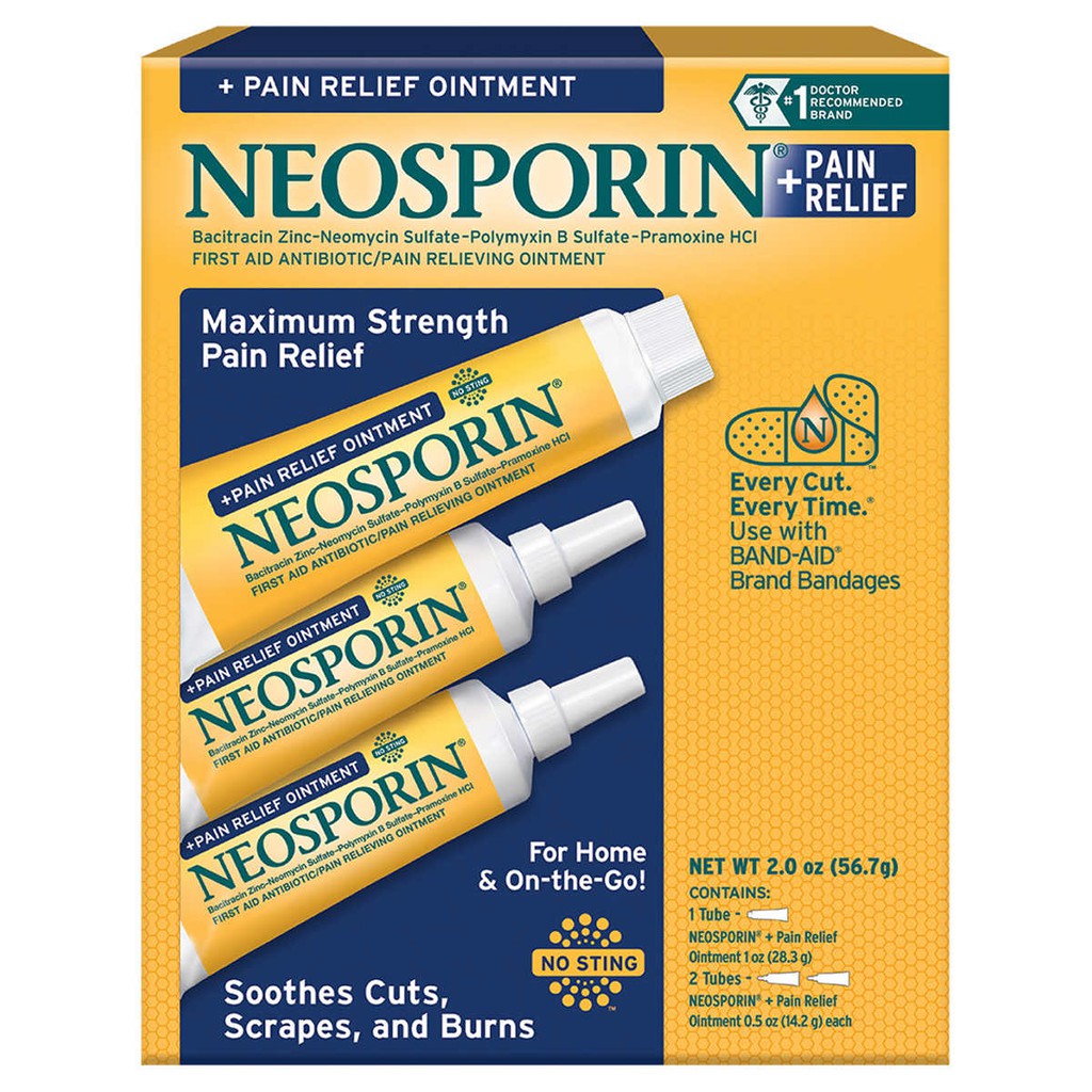 Kem mỡ Neosporin bôi bỏng, sẹo, đứt tay - Neosporin Pain Relief Ointment