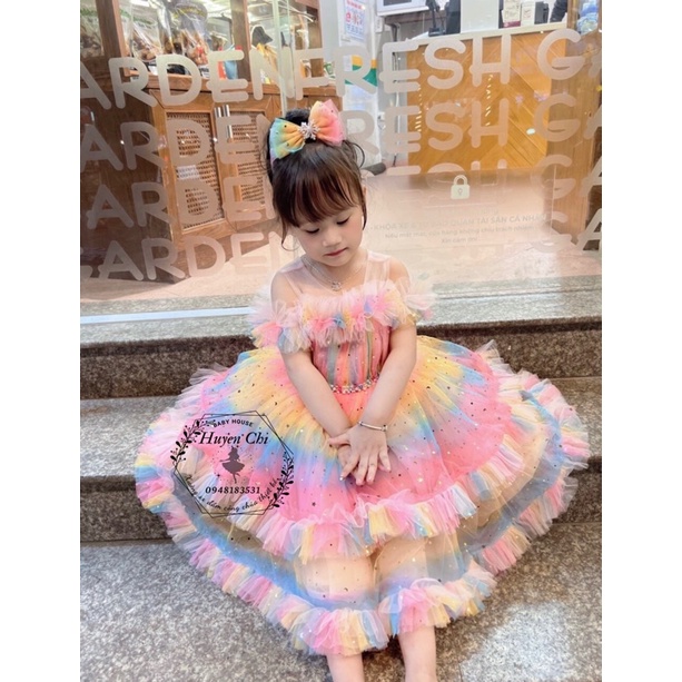 🌺 Váy công chúa 2 tầng bèo vai 🌺Tặng cài tóc xinh
