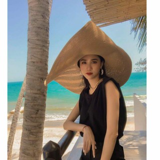 Mũ cói đi biển vành siêu rộng cực sang chảnh