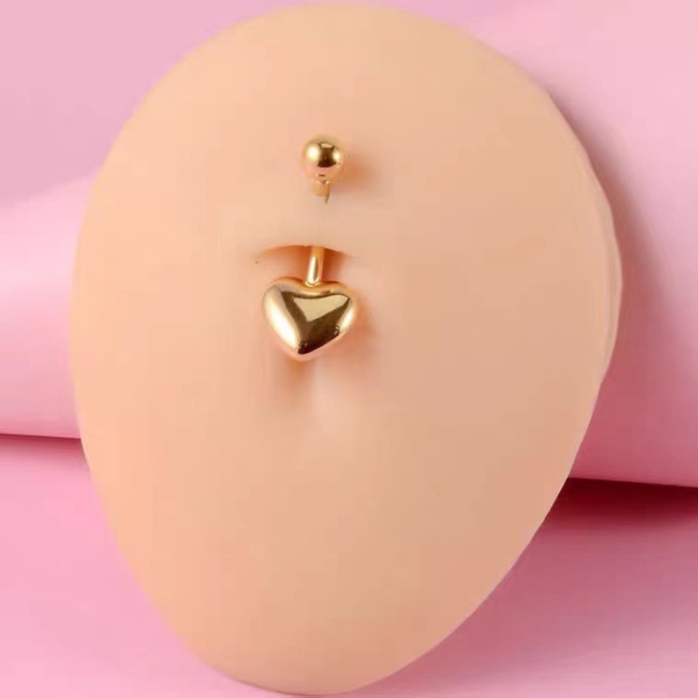 Khuyên Rốn Hình Trái Tim Màu Trơn Bằng Thép Không Gỉ Thời Trang