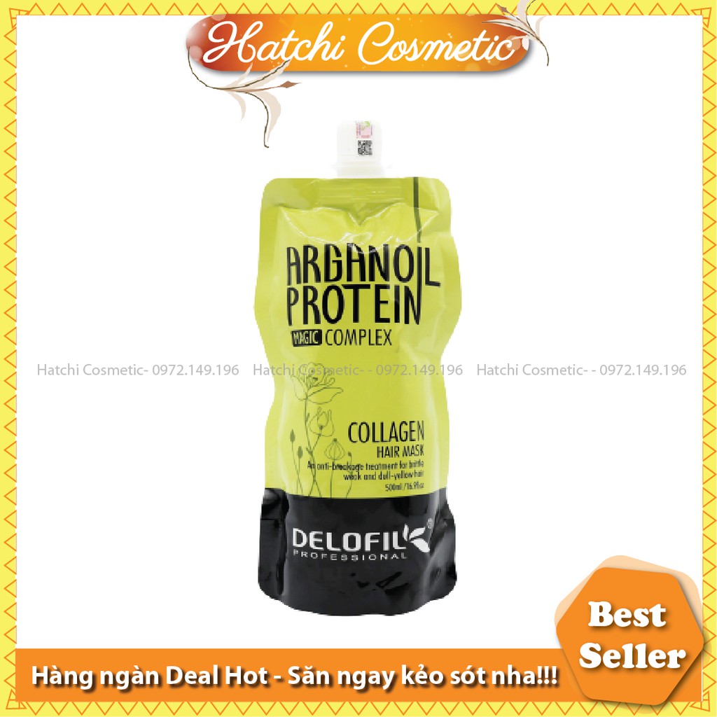 [Delofil] Dầu Hấp Ủ Tóc Collagen Delofil Arganoil Protein Siêu Mượt Dạng Túi 500ml HC262
