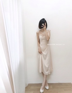 Váy 2 dây hồng nude (ảnh hồng nude)