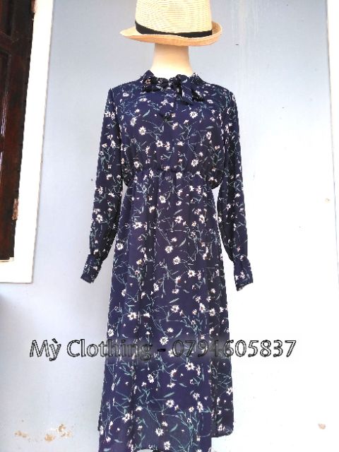 Váy hoa nhí vintage tay dài