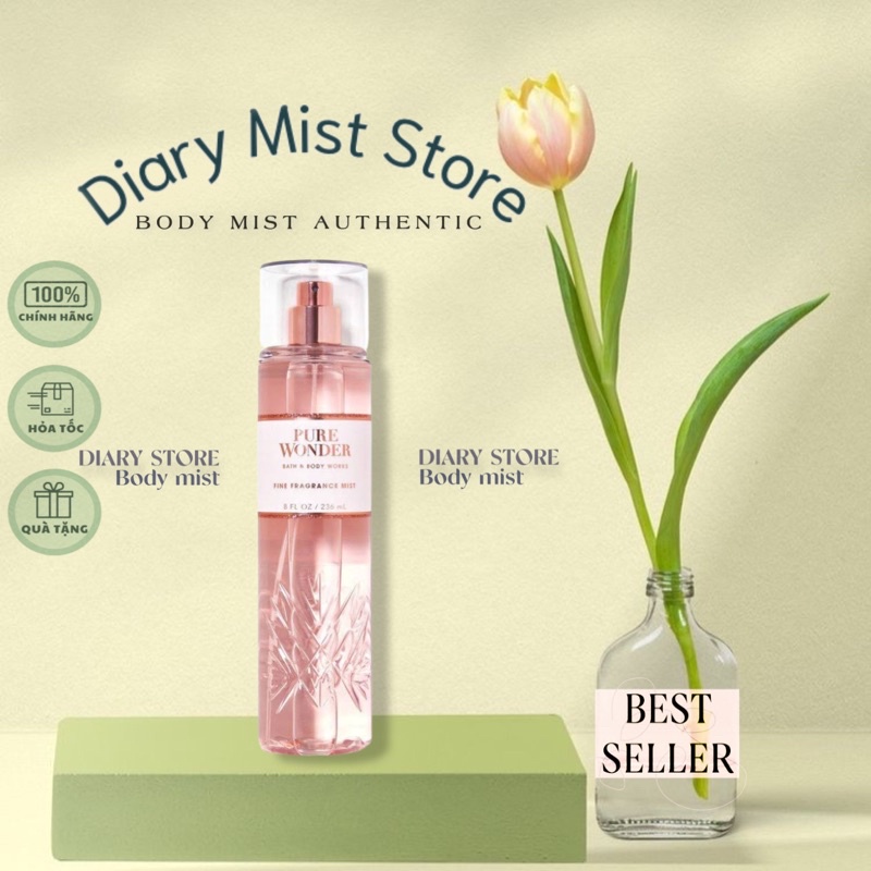 Diarymist.store Xịt thơm toàn thân Bath and Body Works Pure Wonder