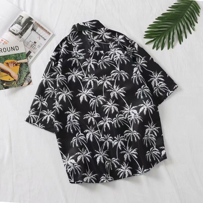 Áo Sơ Mi Nam Tay Ngắn In Hình Cây Dừa Phong Cách Mùa Hè Size M-3Xl