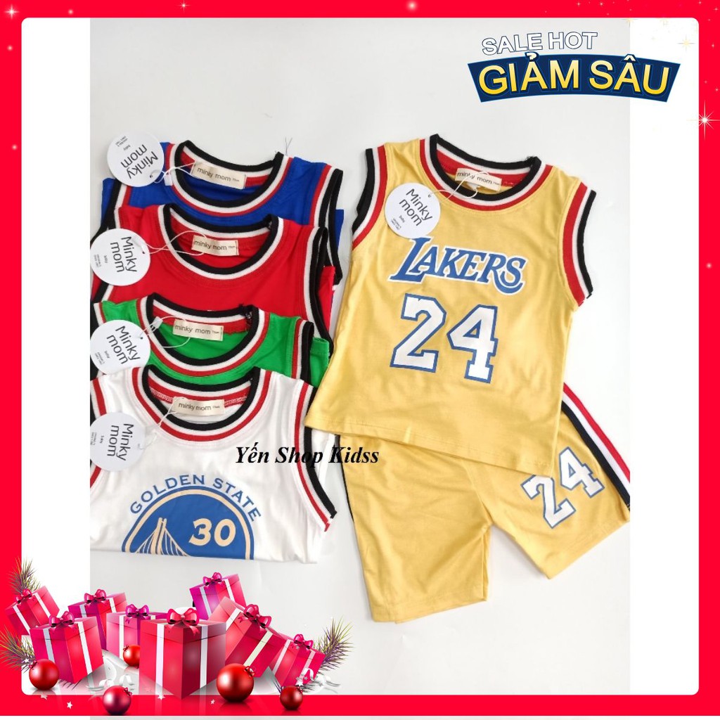 Bộ Ba Lỗ Cộc Tay Bóng Rổ Đáng Yêu Chất Thun Lạnh Cho Bé Trai (6-19kg) hãng Minky Mom mã YS003