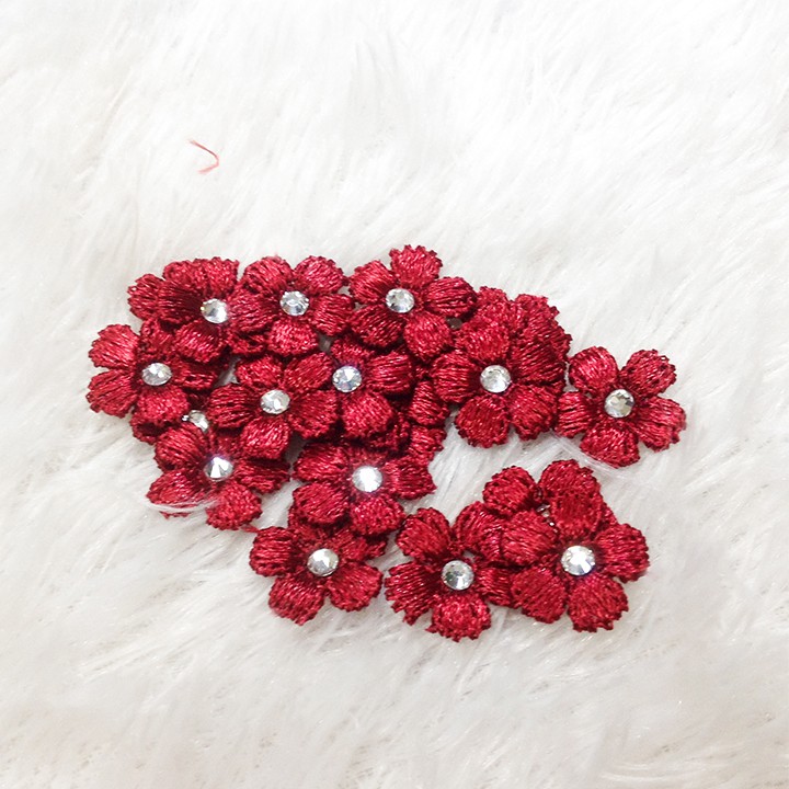 Gói 5 bông thêu 3D hoa mai đính áo kết trang trí trang phục