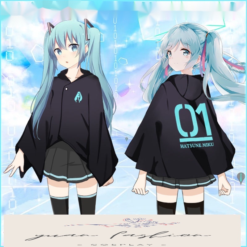 Áo Choàng Ngắn Có Nón Bằng Lông Cừu Không Chiều Hình HATSUNE MIKU Mùa Thu Đông Cho Nam Và Nữ