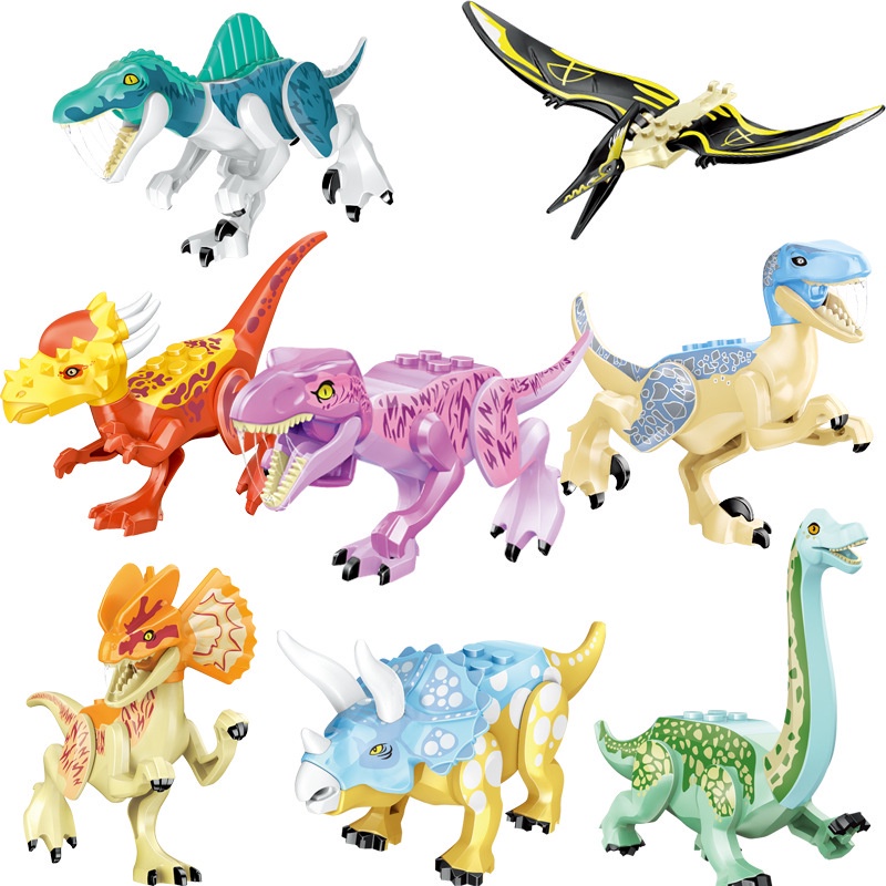 Lego Dinosaur Series Jurassic World Park Tyrannosaurus Triceratops Mô hình lắp ráp Đồ chơi giáo dục cho trẻ em