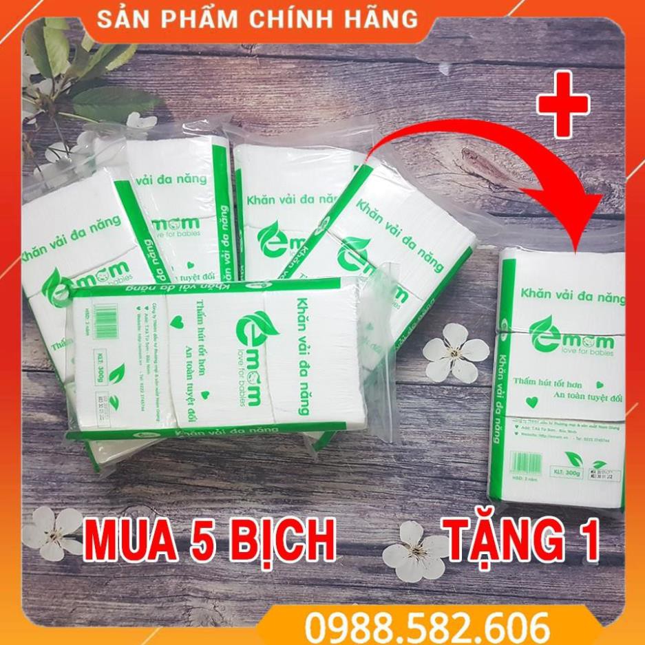 [MUA 5 TẶNG 1] Combo 5 Bịch Khăn Vải Khô Đa Năng Emom 300gram + Tặng 01 Bịch Khăn Vải Đa Năng - 8938517691041x5