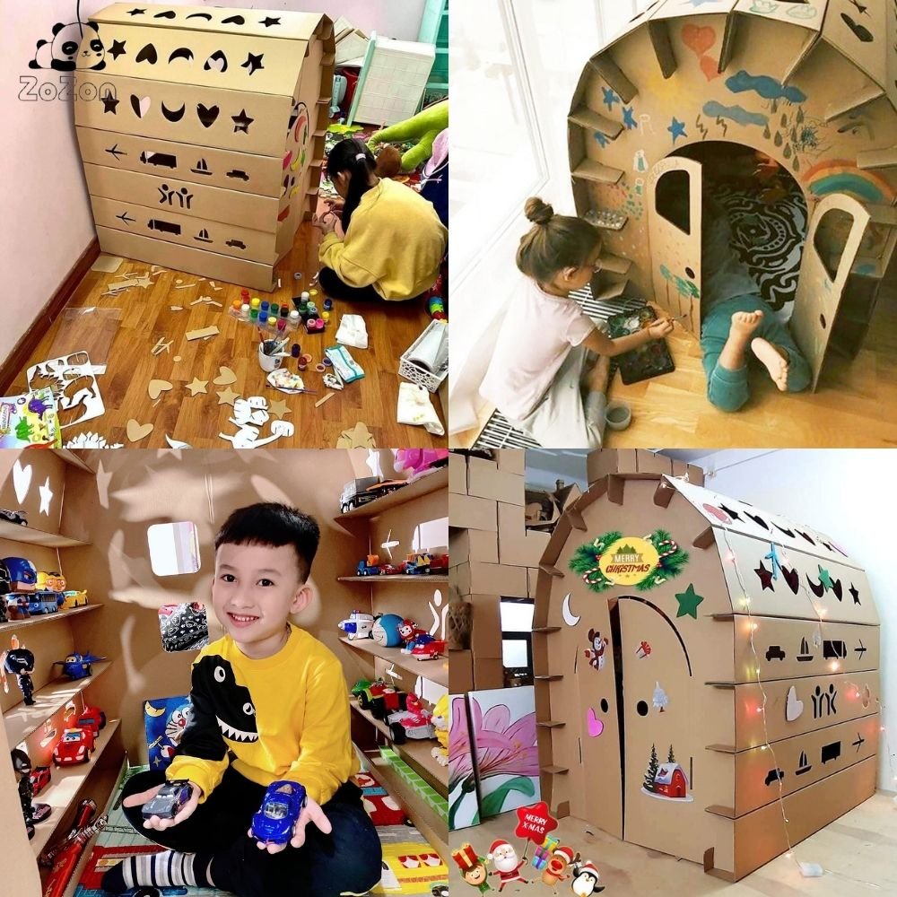 NHÀ GIẤY - NHÀ BẰNG BÌA CARTON - MÓN QUÀ TUYỆT VỜI CHO TUỔI THƠ CỦA BÉ YÊU ( Shopgiadung102 ) | BigBuy360 - bigbuy360.vn