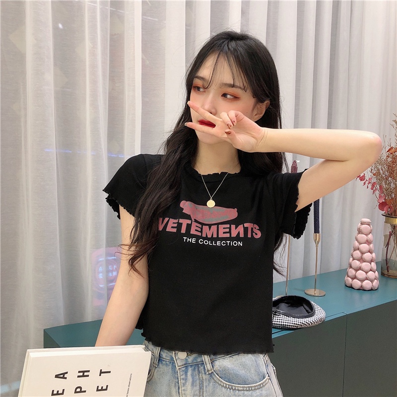 Áo Thun Ngắn Tay Lưng Cao Dáng Rộng Thời Trang Mùa Hè Cho Nữ