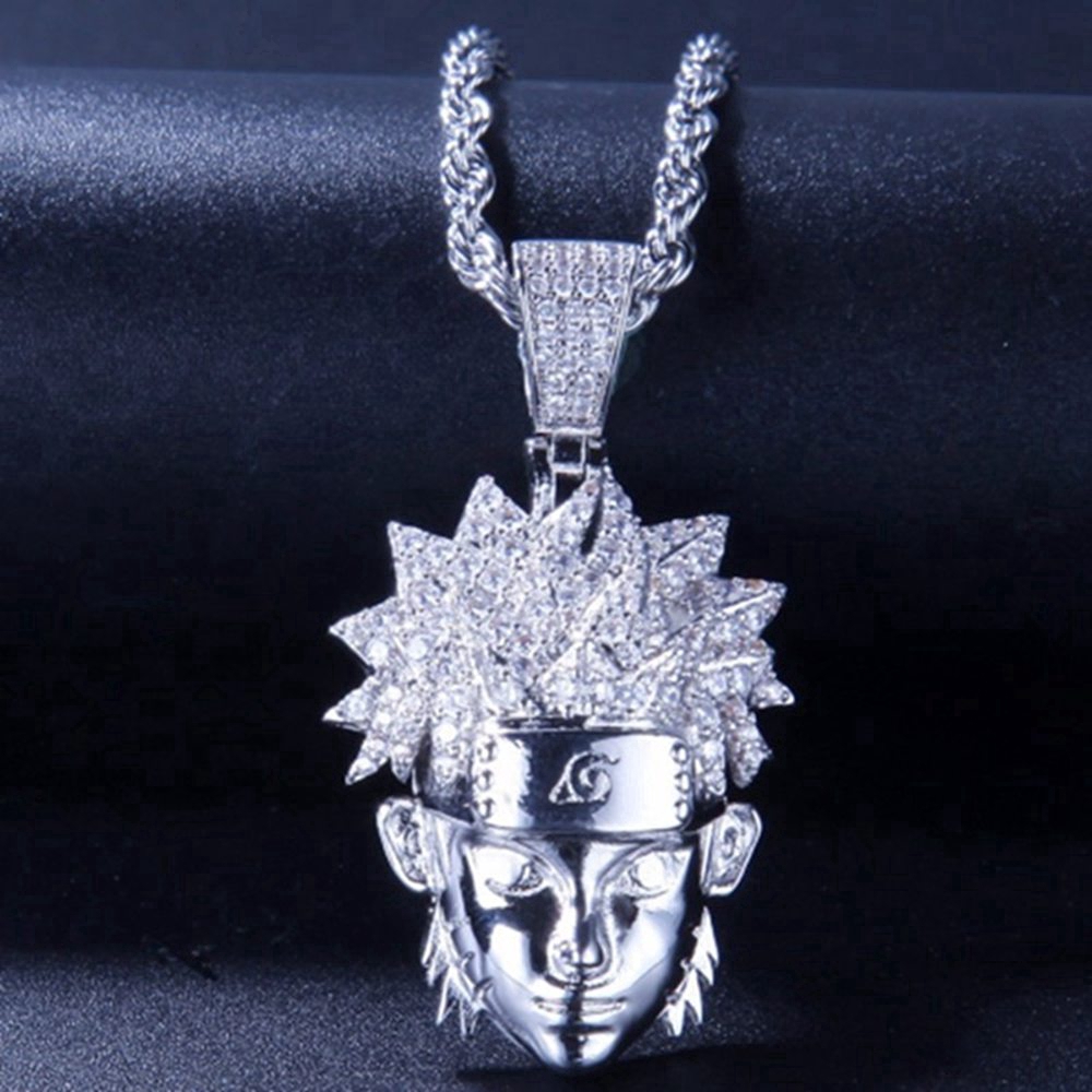 Hip Hop Es Api Kartun Ninja Pendant Kalung Hadiah Perhiasan Rapper Pria Kalung gothic  Kalung tampan