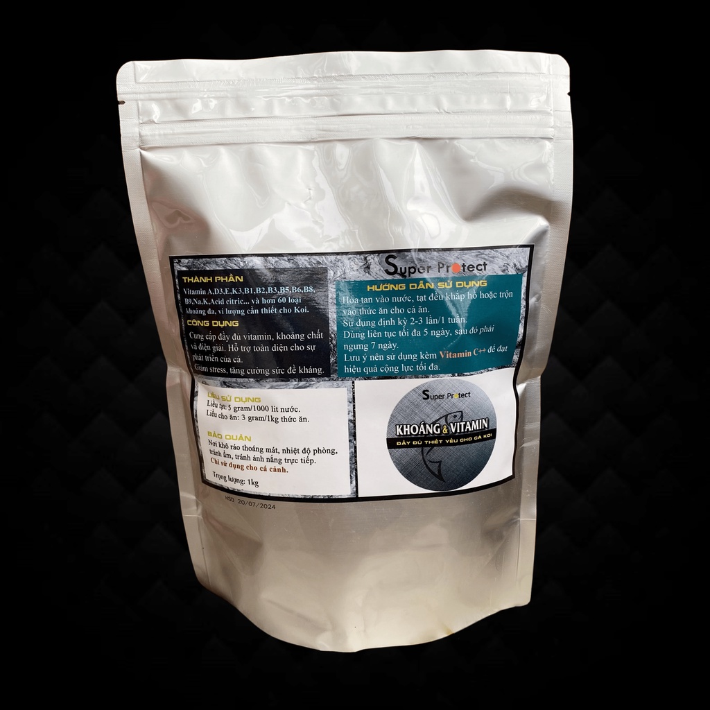 Khoáng & Vitamin cần thiết cho cá Koi khỏe mạnh, lên màu bịch 1kg Super Protect - Mua nhiều giá Sỉ