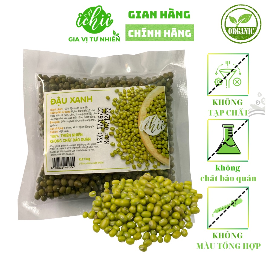 ĐẬU XANH NGUYÊN HẠT HỮU CƠ, ĐẬU XANH NGUYÊN HẠT ORGANIC ICHII gói 500g