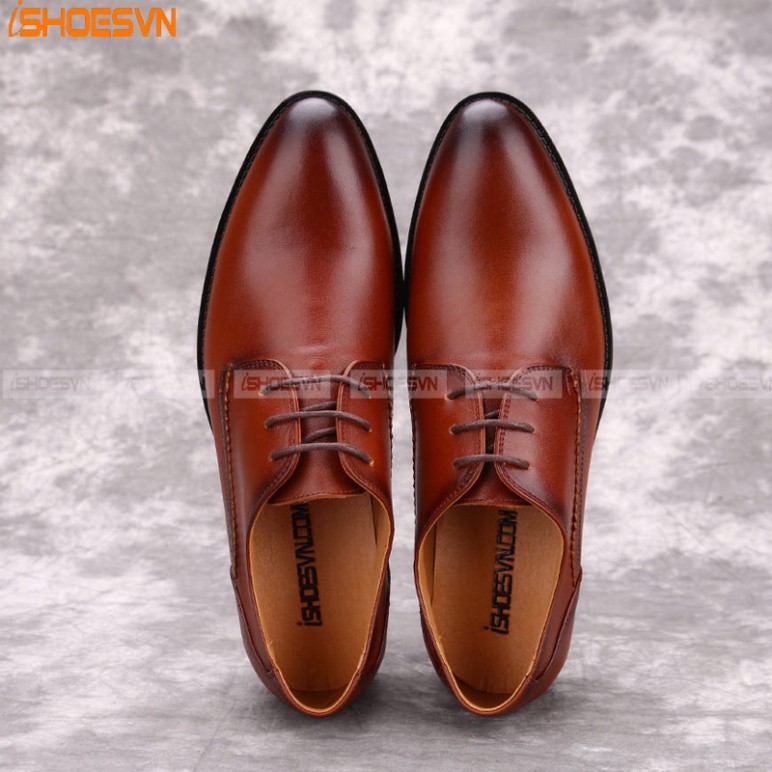 Giày da nam công sở ISHOESVN IS375 - Giày buộc dây cao cấp giày ishoes