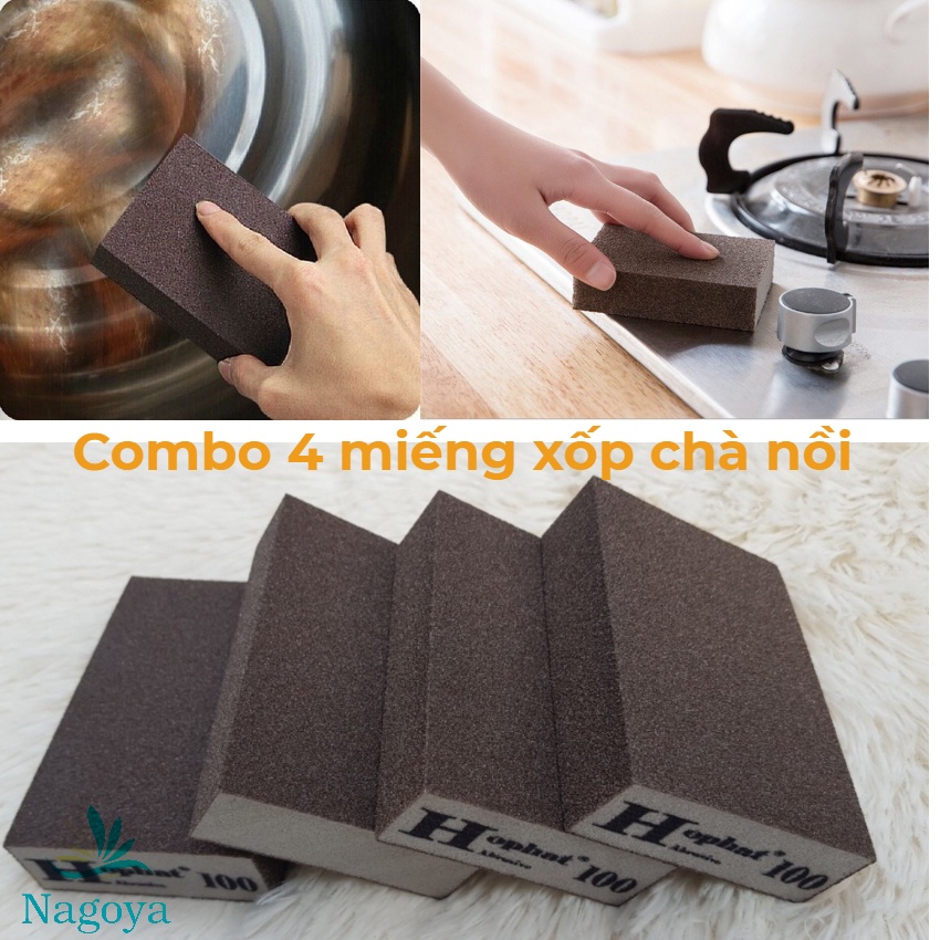 Miếng Nhám Xốp Chà Xoong - Nồi - Chà Đa Năng ( Combo 4 miếng)