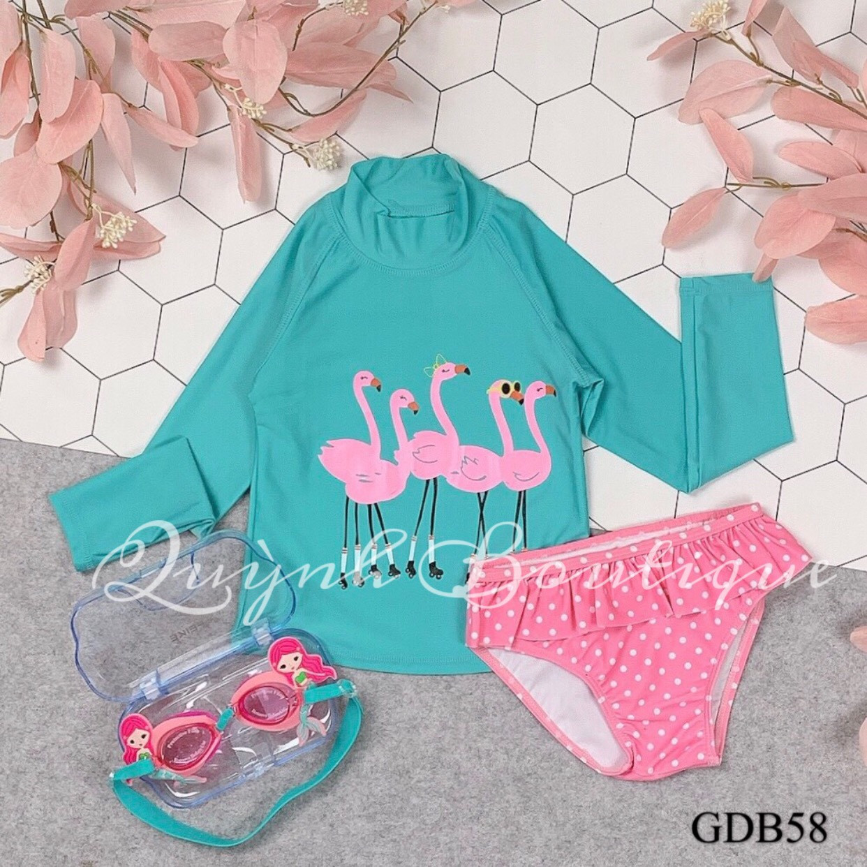 Quần áo trẻ em Quỳnh Boutique Đồ bơi cho bé mẫu hạc dài tay