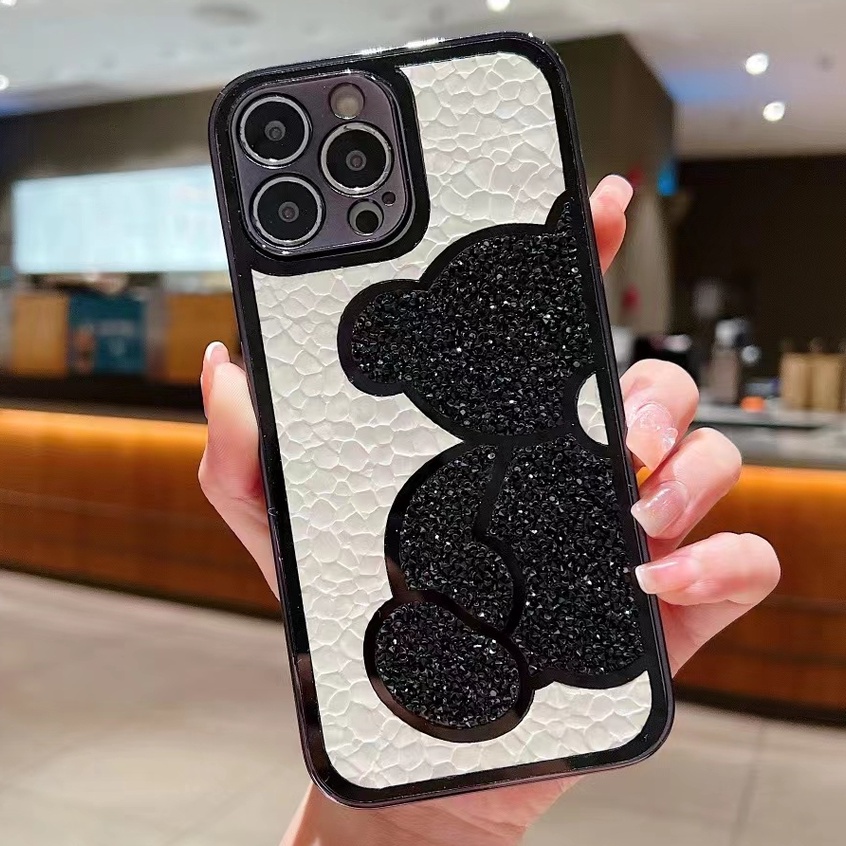 Ốp iphone 11 Ốp Điện Thoại Hình Gấu Đính Kim Cương Cho iPhone 13 Pro Max 12 11 Pro Max XR 7 8 PLUS