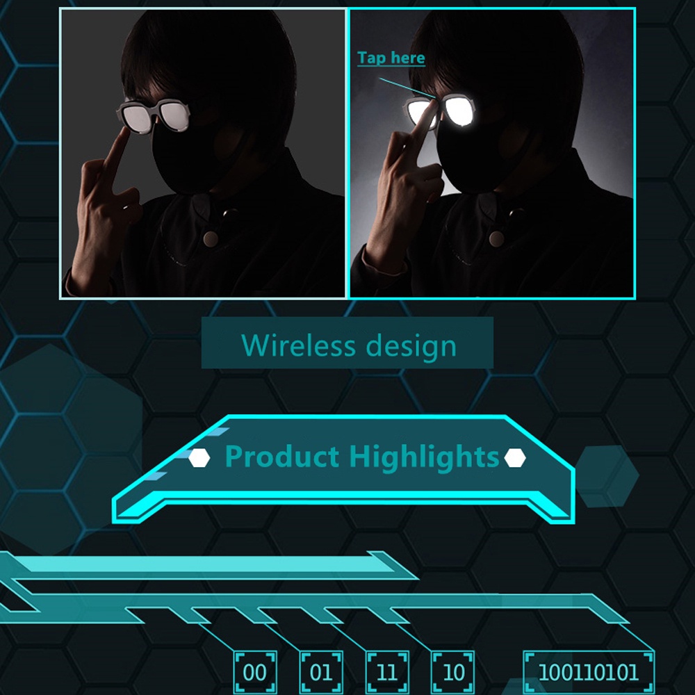 Mắt kính hóa trang thám tử Conan có đèn led sáng nhiều màu