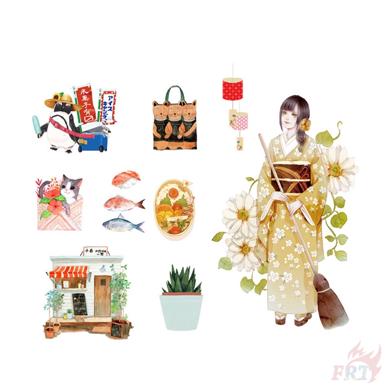 Set 6 Tờ Sticker Hình Sakura Girl Dùng Trang Trí Sổ Tay Diy