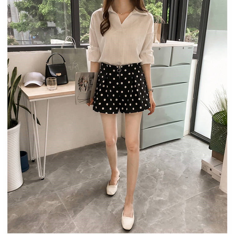 Áo Sơ Mi Tay Ngắn Dáng Rộng Họa Tiết Kẻ Sọc Thiết Kế Cột Dây Thời Trang Mùa Hè Hàn Quốc 2022 Mới