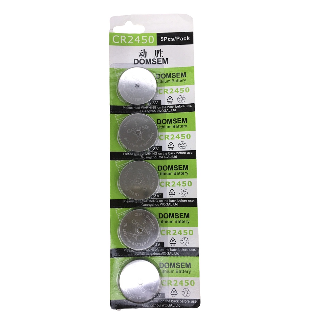 Vỉ 5 viên pin CR2450 2450 Domseem 3V