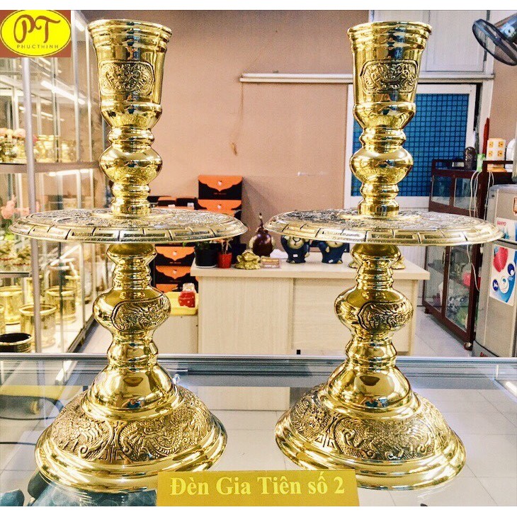 Đèn thờ cúng gia tiên bằng đồng - 23cm/27cm/31cm/37cm/41cm