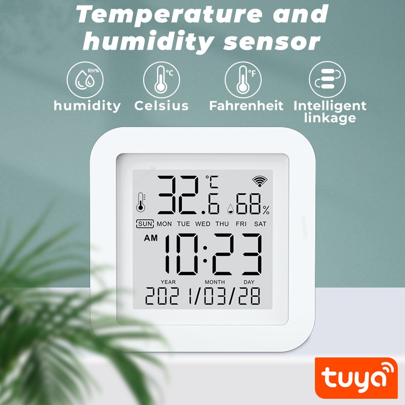 Máy đo độ ẩm SMATRUL điện tử Tuya Wifi thông minh hỗ trợ Alexa Google Home cảm biến nhiệt độ và độ ẩm màn hình LCD