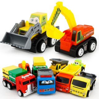 6Pcs Pull Back Vehicles Assorted Construction Vehicles and Raced Car Toy Set