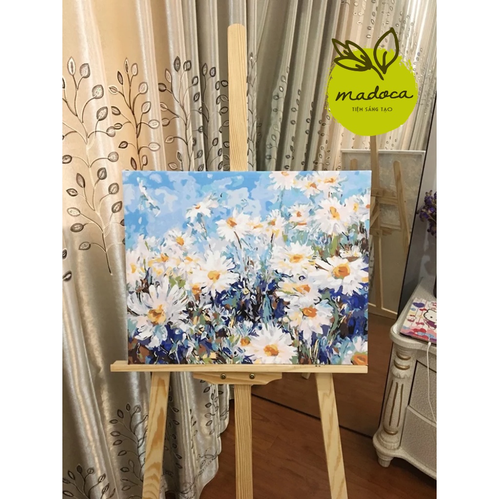 Tranh tô màu số hóa Madoca có khung 40x50cm Hoa cúc T203